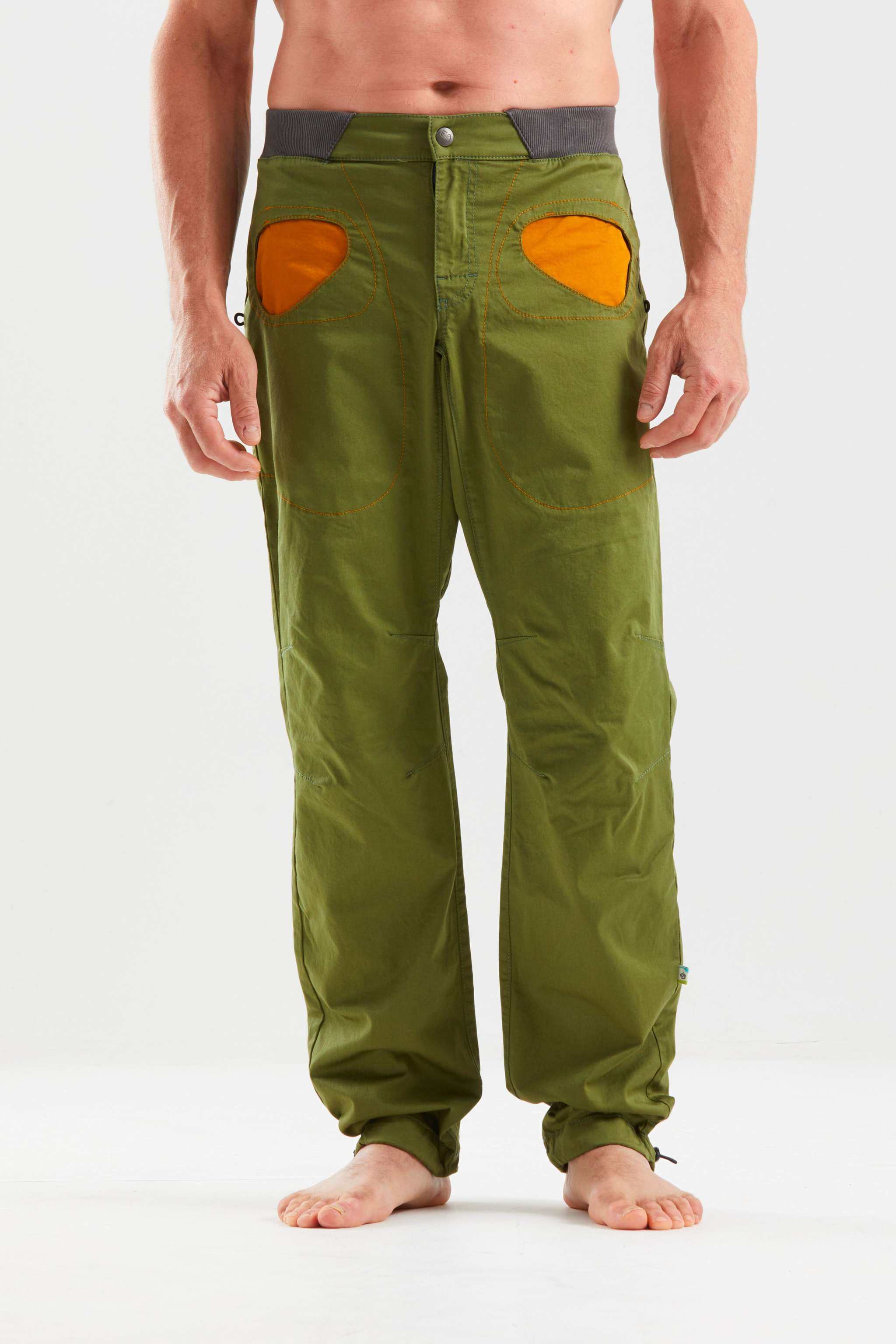 Pantaloni outdoor in cotone biologico elasticizzato con tasche a contrasto e vita regolabile per arrampicata e attività outdoor