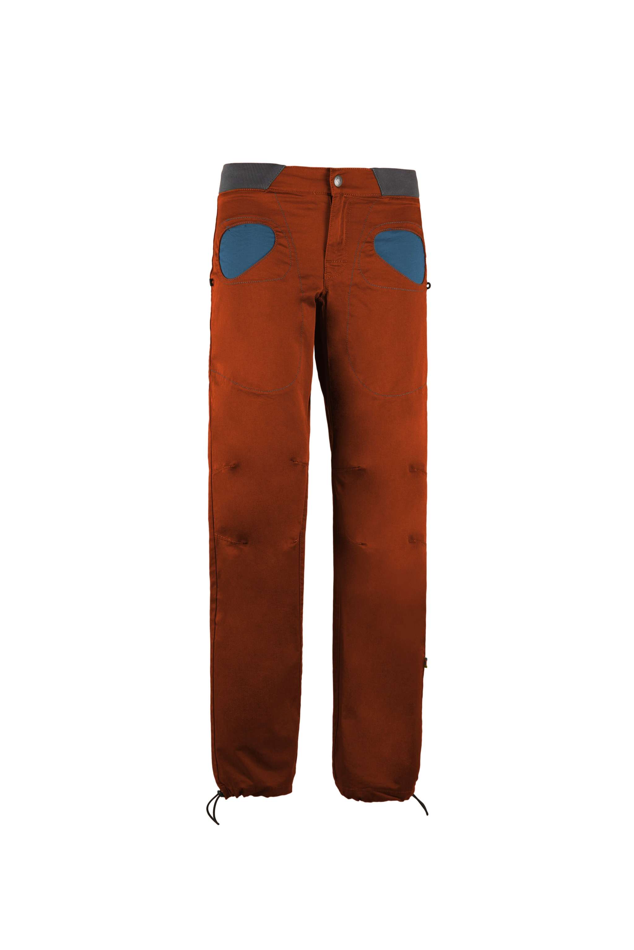 Pantaloni outdoor in cotone biologico elasticizzato con tasche a contrasto e vita regolabile per arrampicata e attività outdoor