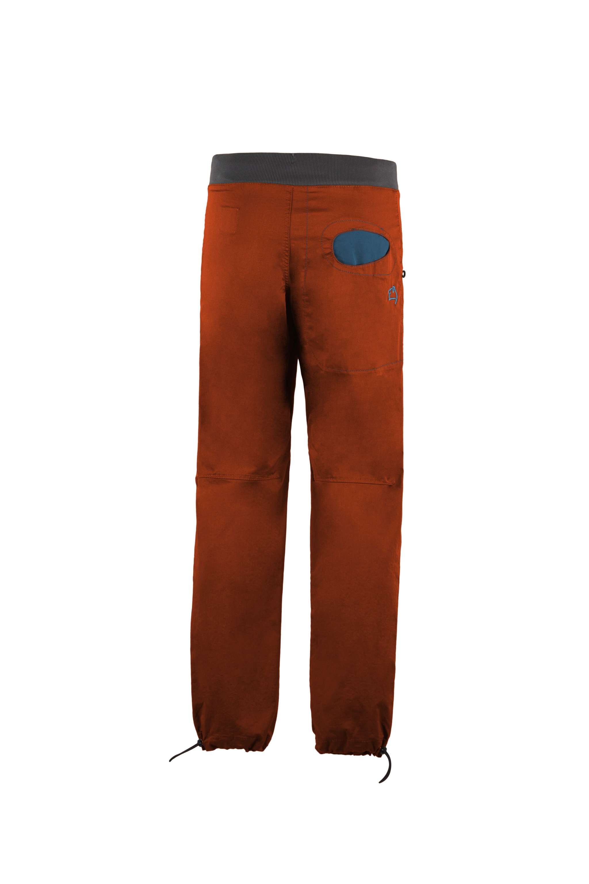 Pantaloni outdoor Rondo Story in cotone biologico elasticizzato con tasche a contrasto e vita regolabile, ideali per arrampicata e attività outdoor.