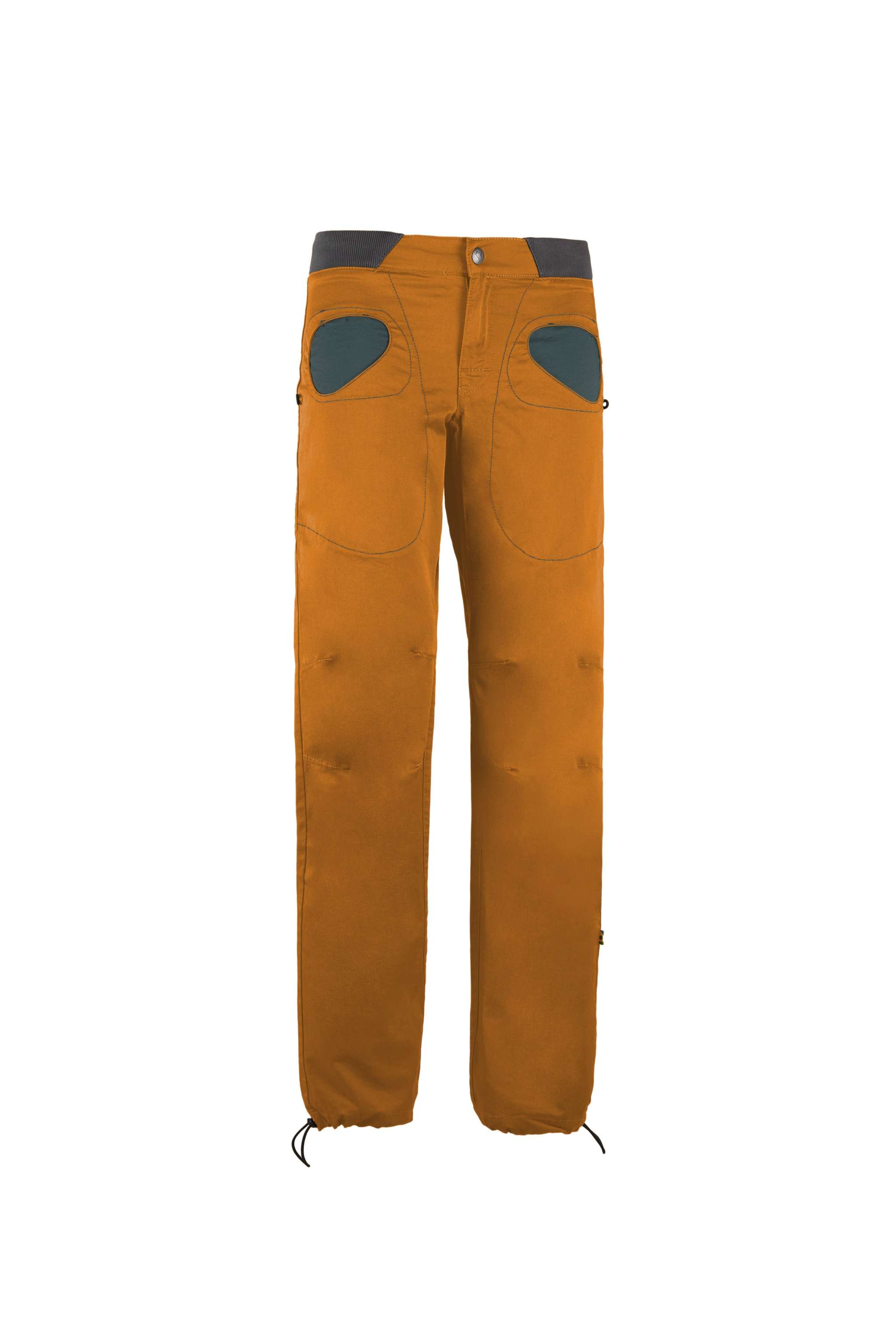 Pantaloni outdoor in cotone biologico elasticizzato con tasche a contrasto e vita regolabile per arrampicata e attività outdoor