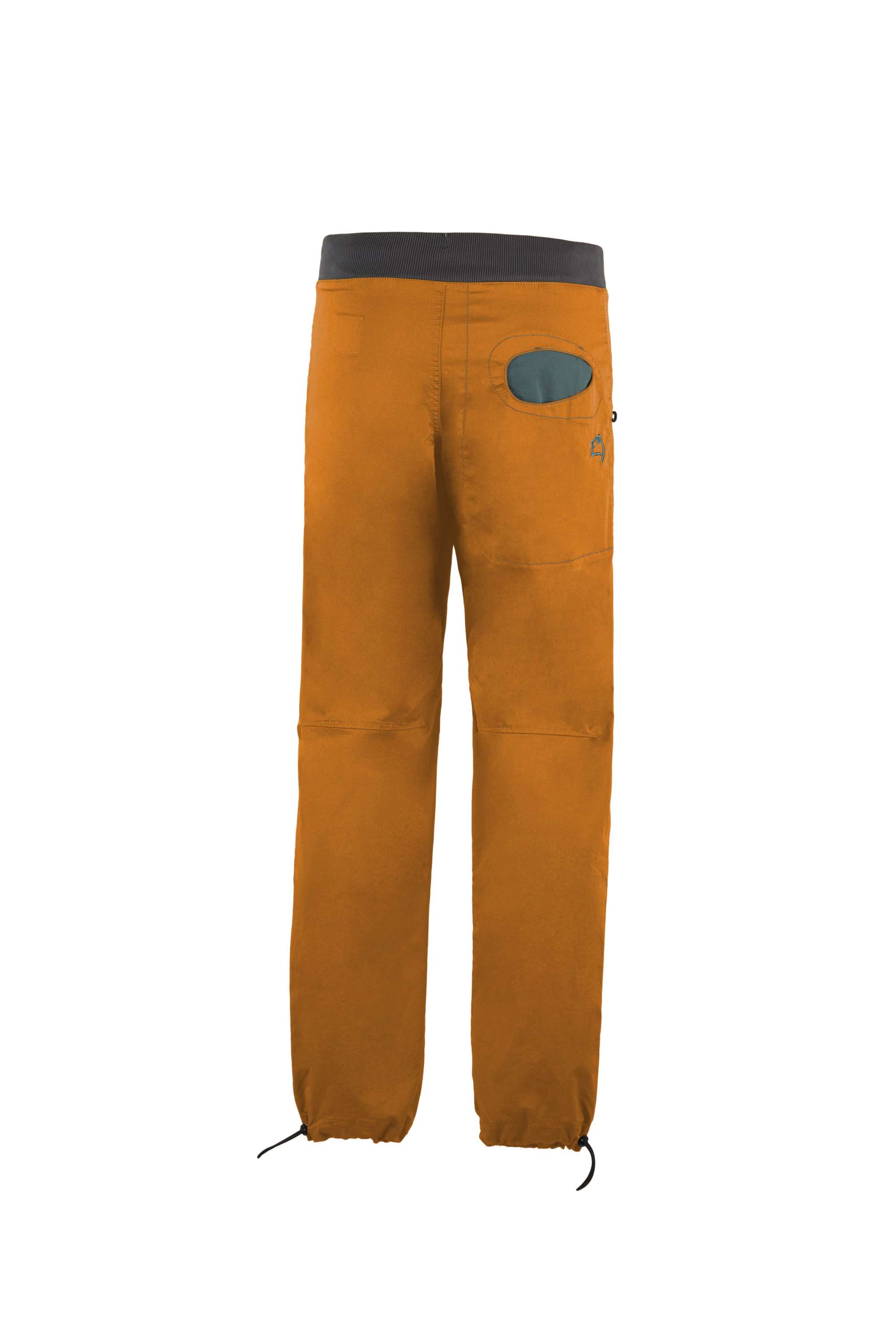 Pantaloni outdoor in cotone biologico elasticizzato con tasche a contrasto e vita regolabile per arrampicata e attività all'aperto