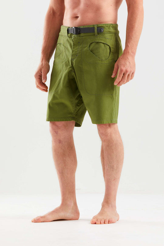 Shorts outdoor e climbing in cotone biologico con cintura regolabile e ricamo logo, made in Italy