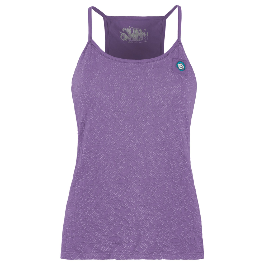 Canotta in cotone biologico Alya con reggiseno integrato e stampa grafica all-over, Made in Italy.