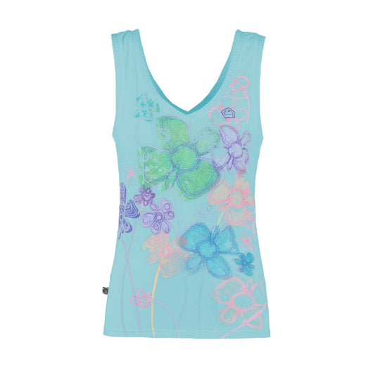 Canotta donna Nancy con stampa decorativa frontale e dettagli in jersey jacquard, made in Italy, stile e comfort sportivo