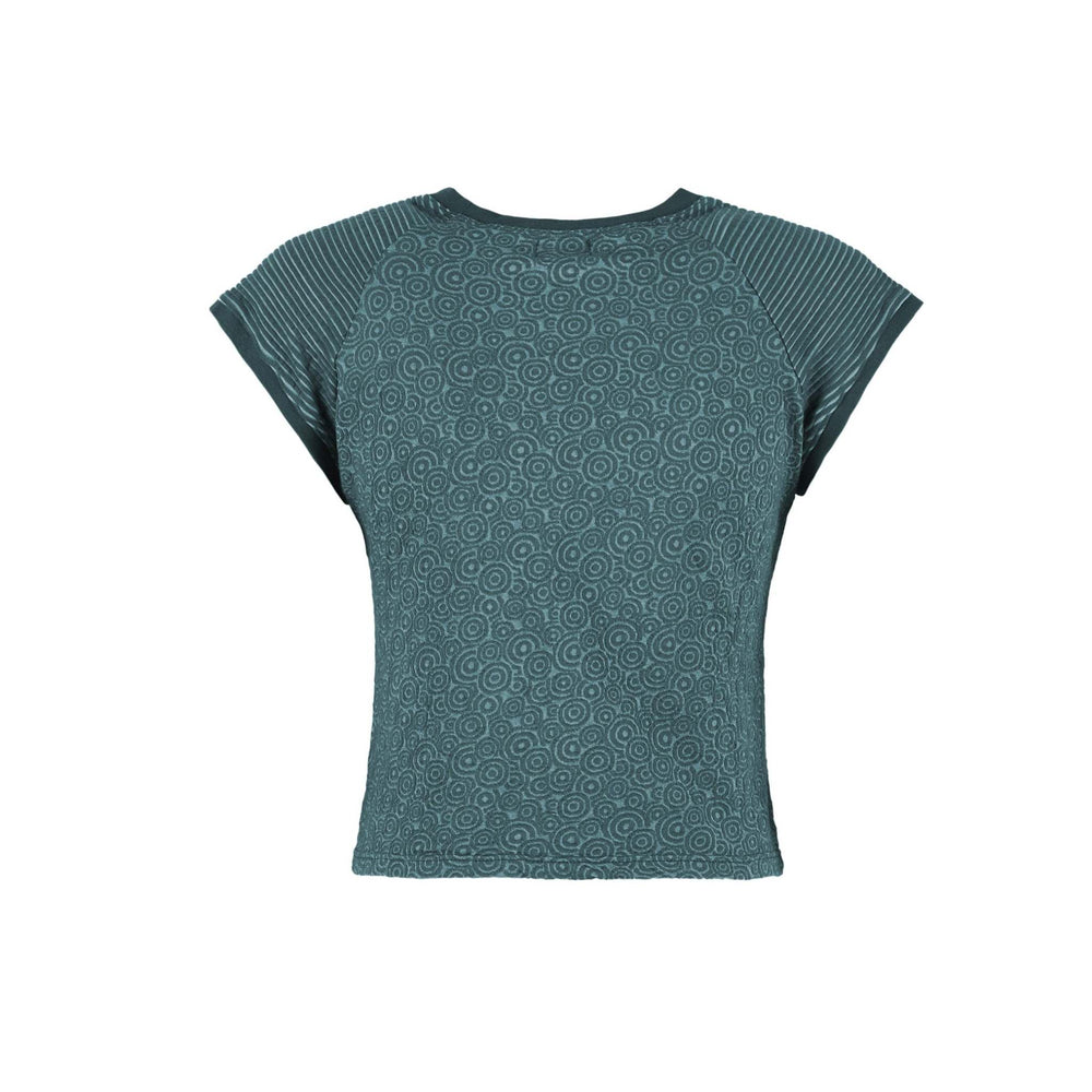 T-shirt outdoor Audrey verde acqua maniche a righe logo cuore vestibilità aderente