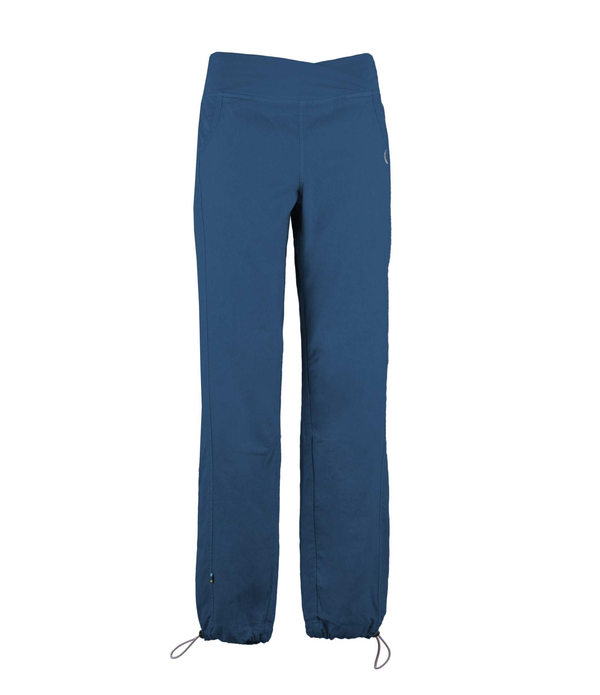 Pantaloni outdoor e climbing in lino e cotone biologico con tasche in pizzo sangallo e vita elasticizzata, design slim fit made in Italy