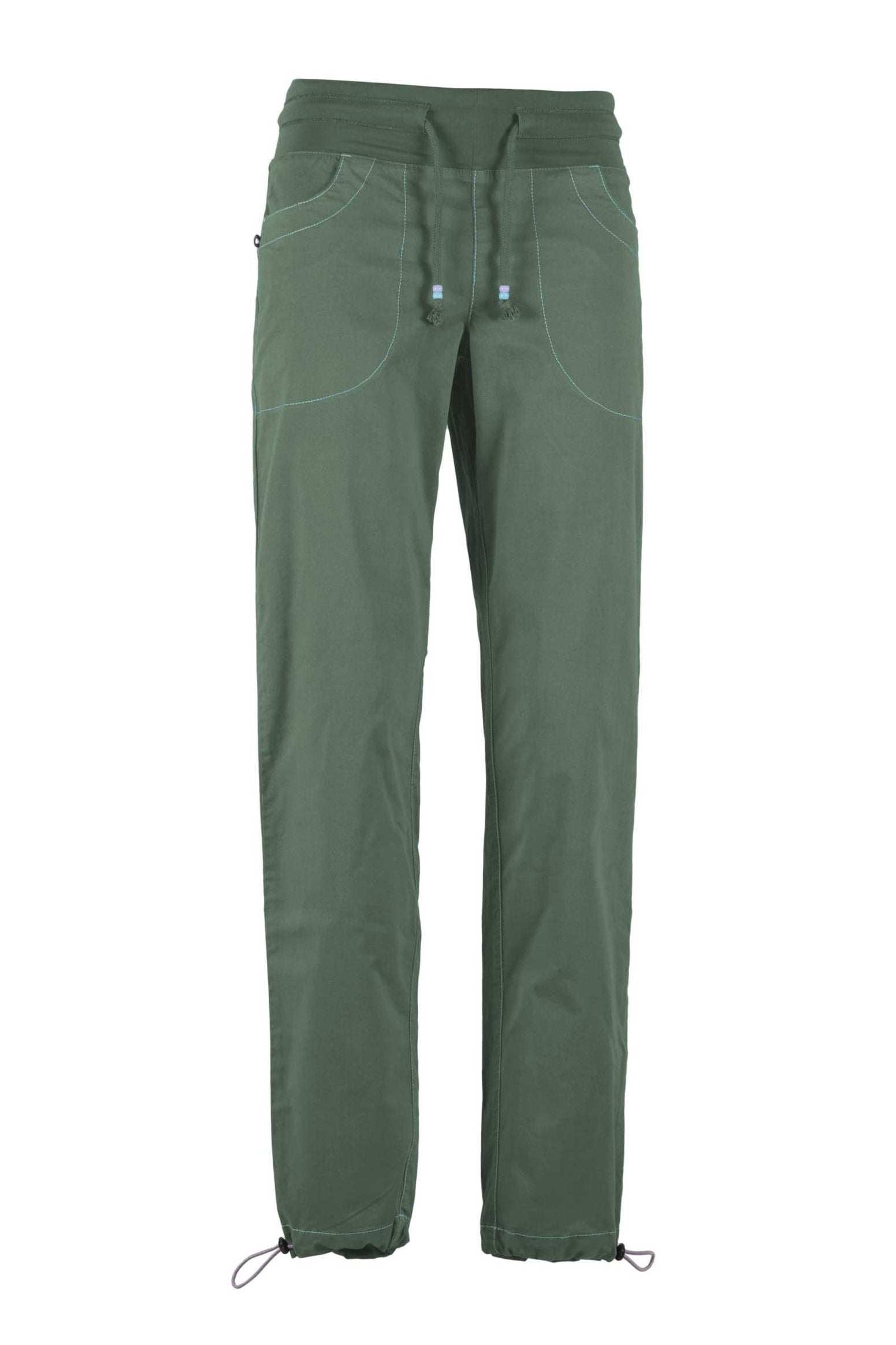 Pantaloni outdoor in gabardine di cotone biologico con tasca, ricamo e vita regolabile, slim fit Made in Italy