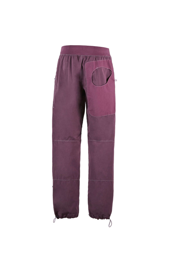 Pantaloni outdoor e climbing in popeline tecnico con 72% cotone biologico, tasche a contrasto e vita regolabile.