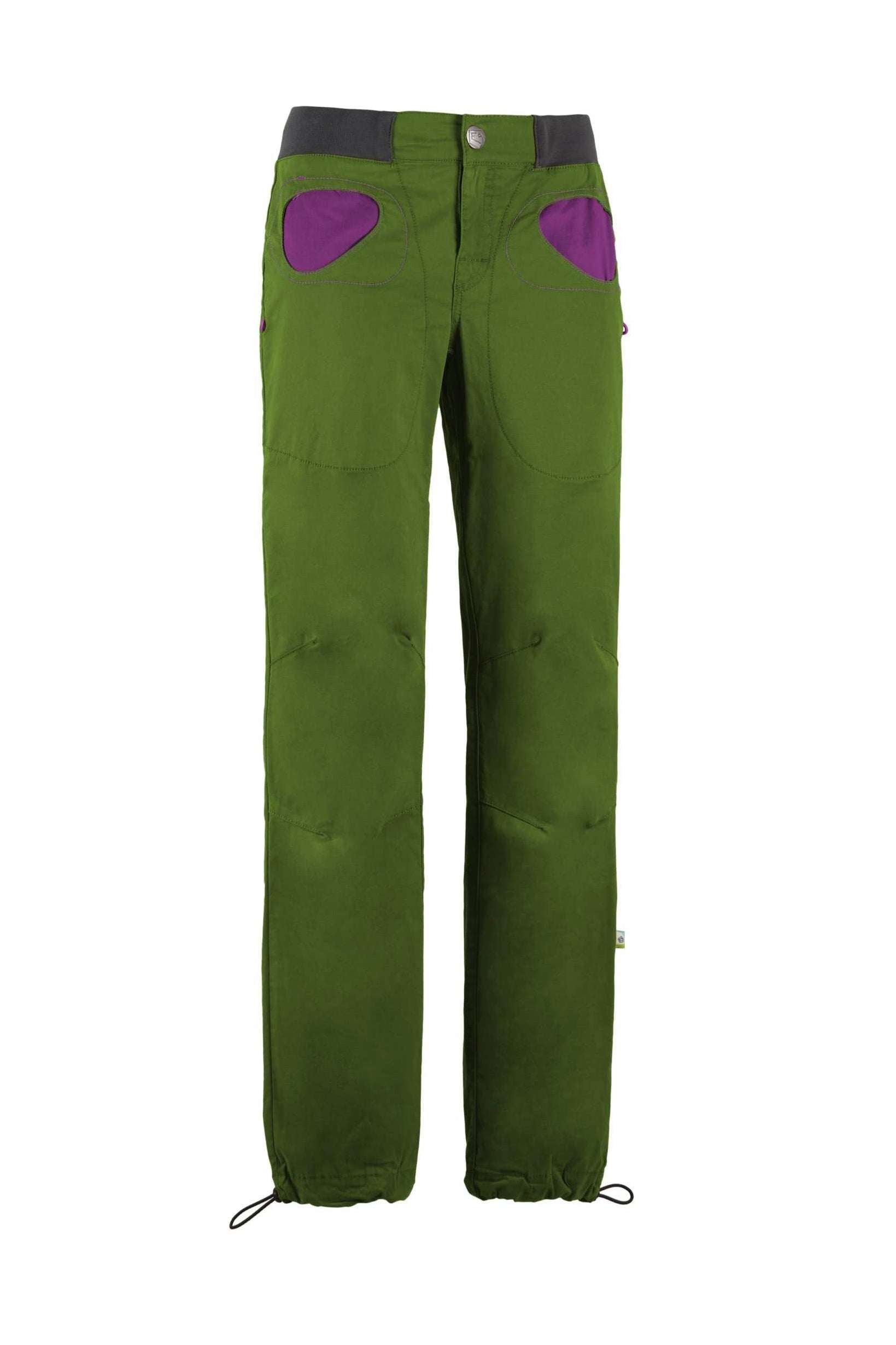 Onda Story pantaloni outdoor slim fit in cotone biologico elasticizzato con tasche a contrasto e vita regolabile per arrampicata e comfort