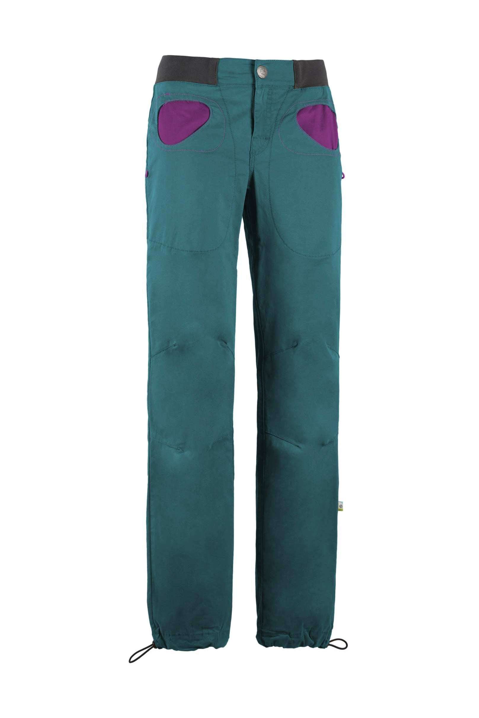Onda Story pantaloni outdoor e climbing in cotone biologico elasticizzato con tasche a contrasto e vita regolabile