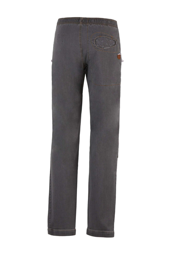 Pantaloni Onda Denim in denim resistente con dettagli in pizzo sangallo per arrampicata e uso urbano, slim fit e comfort eccellente, Made in Italy