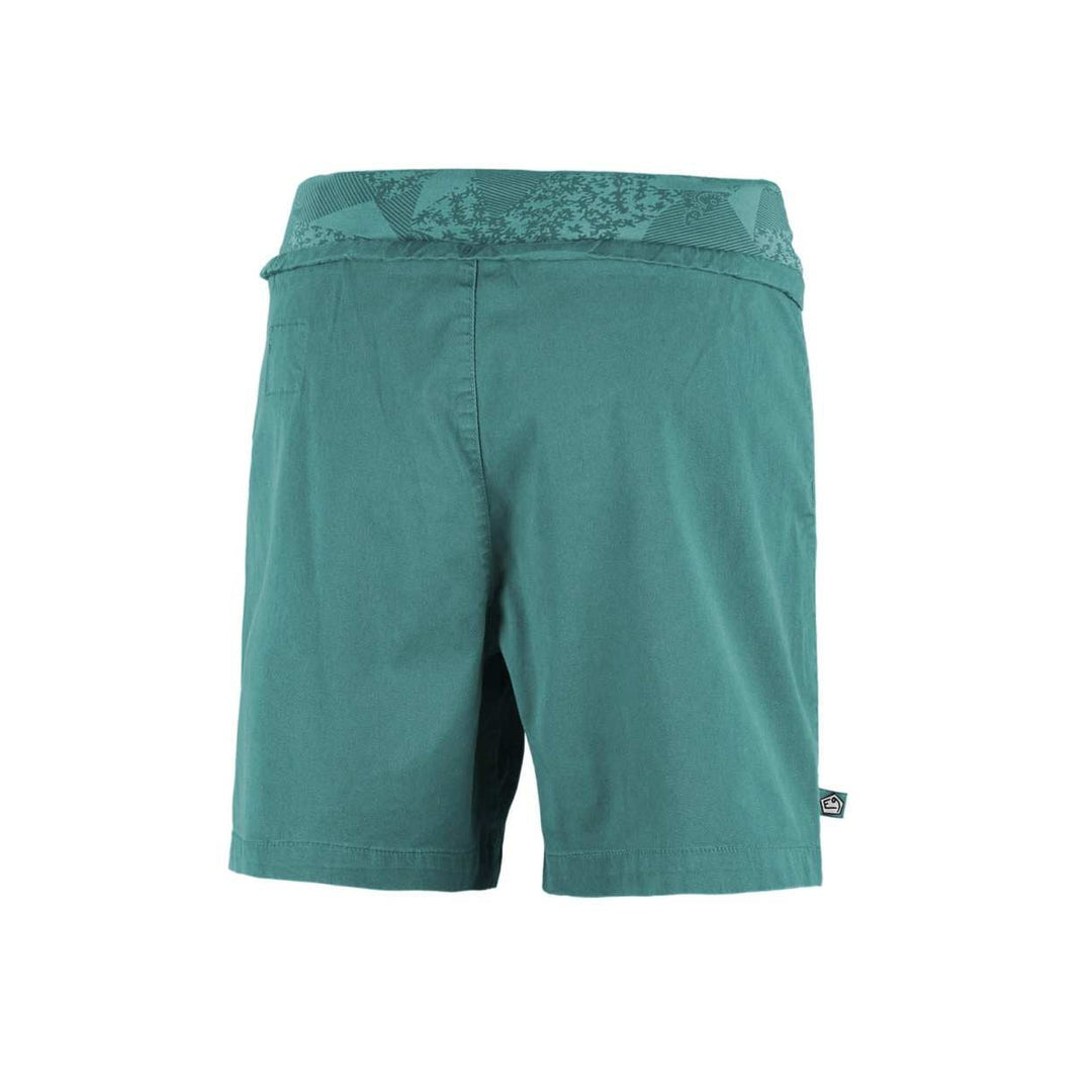 Shorts outdoor in lyocell e cotone biologico, morbidi e traspiranti, con logo ricamato e vita regolabile, ideali per arrampicata.