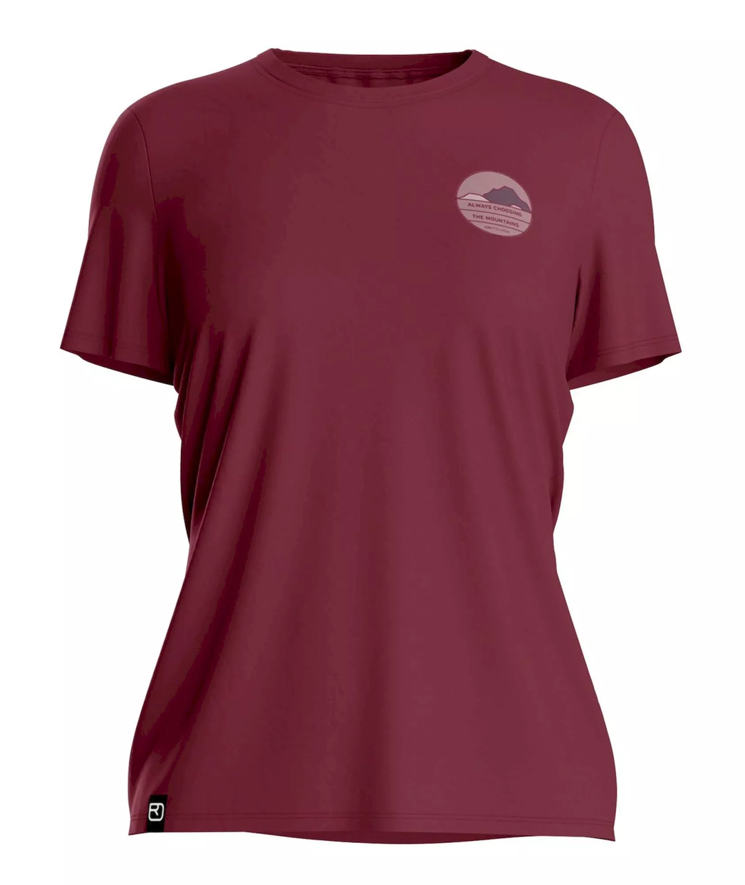 Ortovox 120 Cool Tec Choose Mtn TS W red women's technical mountain t-shirt with Merino wool and TENCEL™ fibers