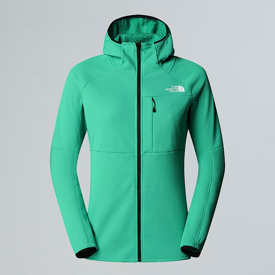 Lightweight Futurefleece Fz Hoodie with half-zip and raglan sleeves for alpine expeditions