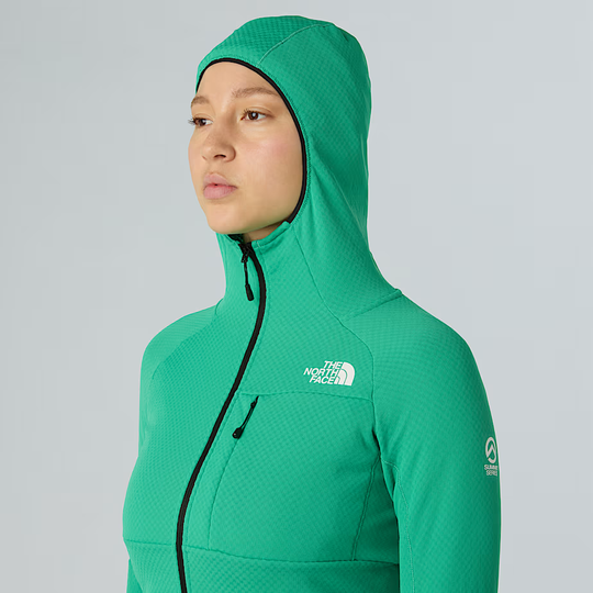 Women's Summit Series Futurefleece Fz Hoodie lightweight alpine jacket with seamless shoulders and thumbhole cuffs