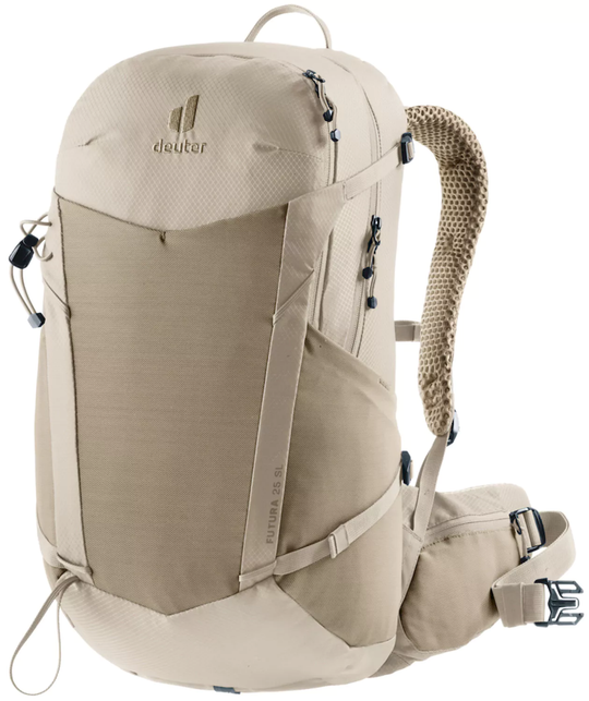 Futura 25 SL women's hiking backpack with Aircomfort ventilation, adjustable ActiveFit straps, rain cover, and recycled materials.