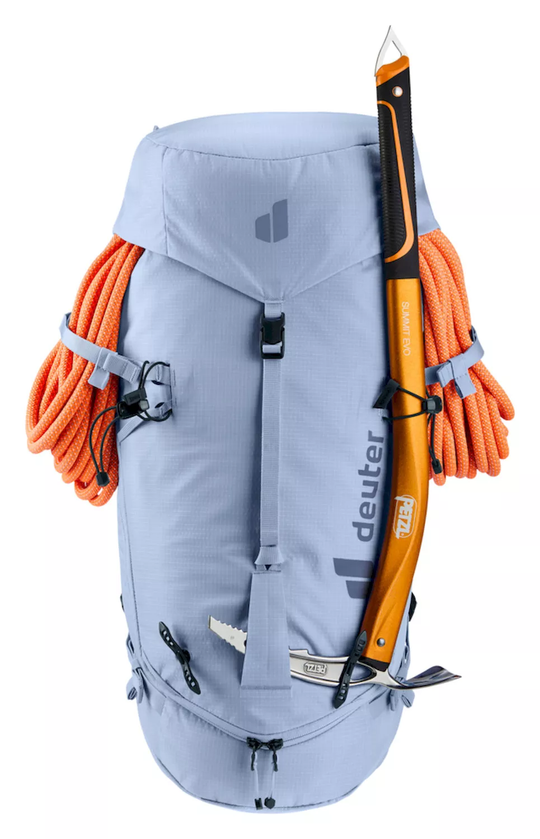 Zaino 32+6 Sl robusto con stabilizzatori ergonomici, scomparto per vestiti bagnati e sistema idratazione da 3 litri, ideale per alpinismo.