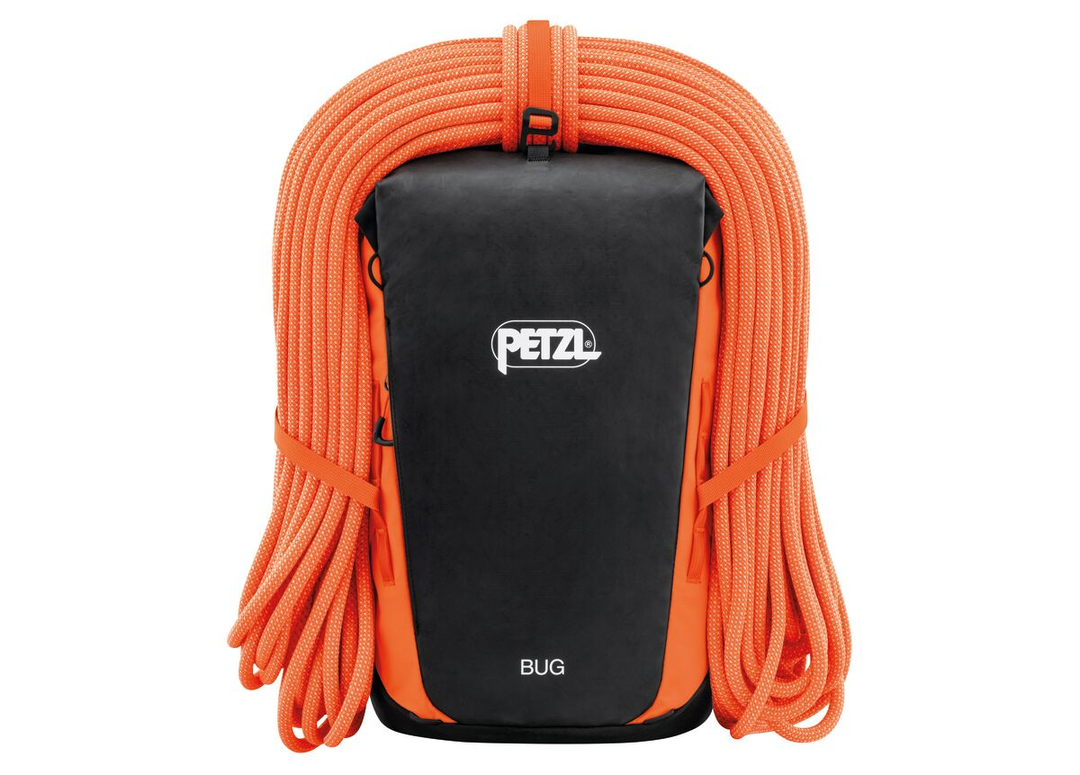 Bug climbing backpack with 18L capacity, ergonomic design, and multiple compartments for climbing gear and daily use