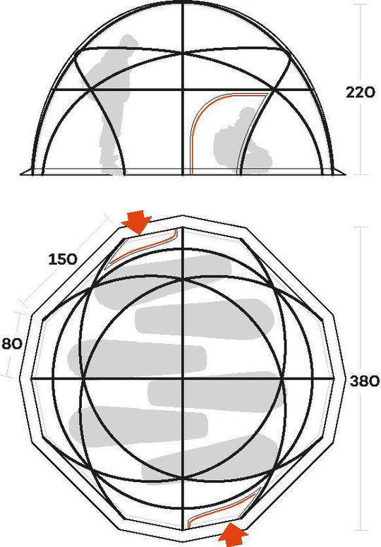 Vista interna ed esterna di Colle Sud con dettagli architettonici distintivi