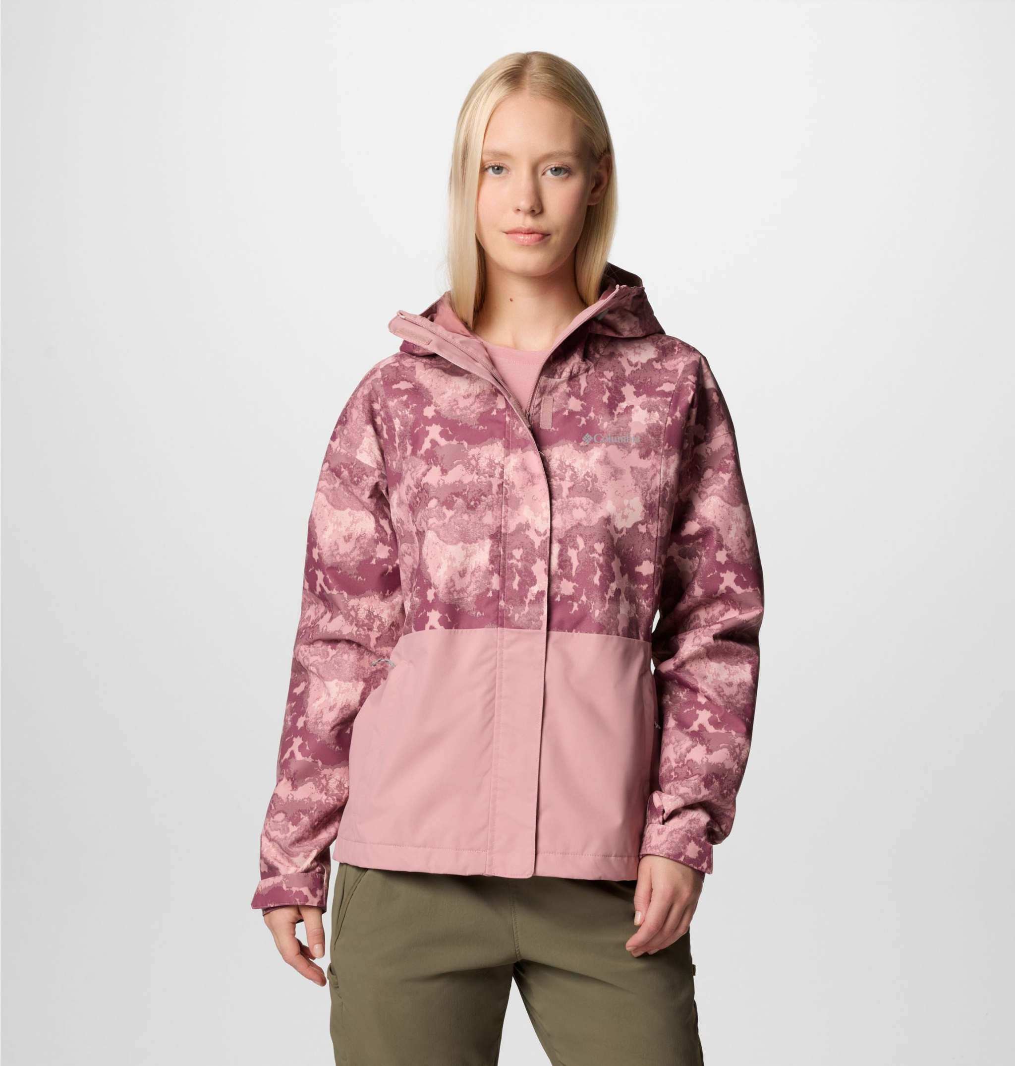 Columbia Women's Hikebound™ Printed Jacket waterproof breathable with adjustable hood and zippered pockets for hiking