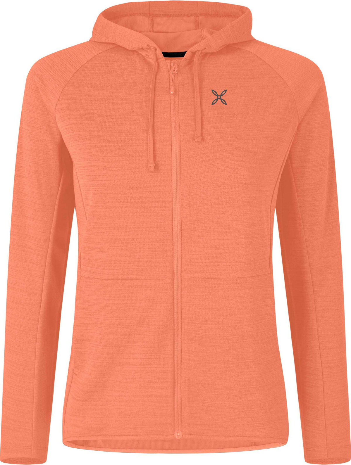 Woman wearing Timeless Maglia open jacket with hood for climbing and trekking outdoors