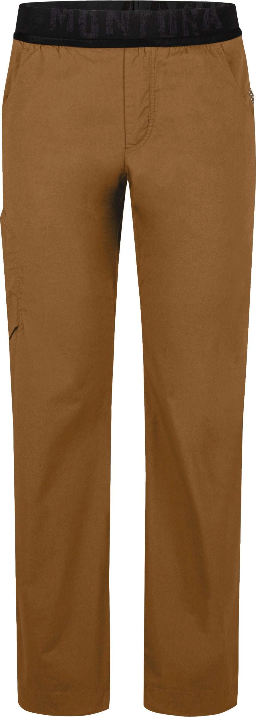 Guna Pants, men's climbing pants in stretch cotton, poplin fabric, adjustable waistband, versatile pockets, brown.