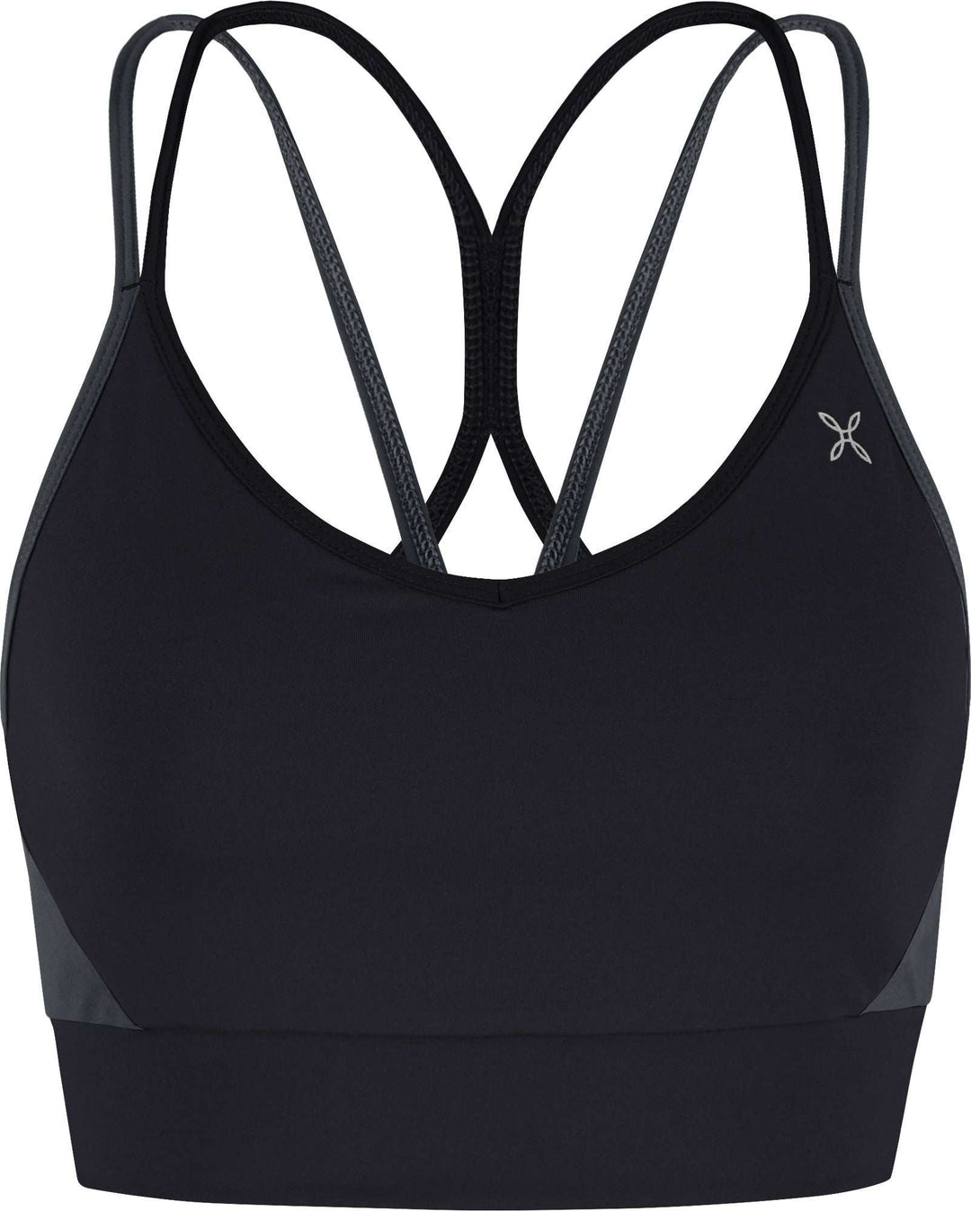 Crimp Cross Bra Woman, high-support sports bra, breathable, stretchy nylon jersey, ideal for outdoor sports.