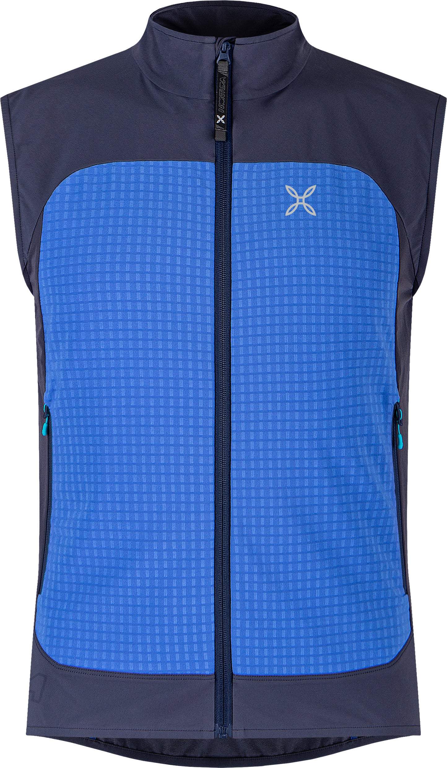 Men's Seed Vest, blue windproof and water-repellent hiking gear, high-intensity activity wear.
