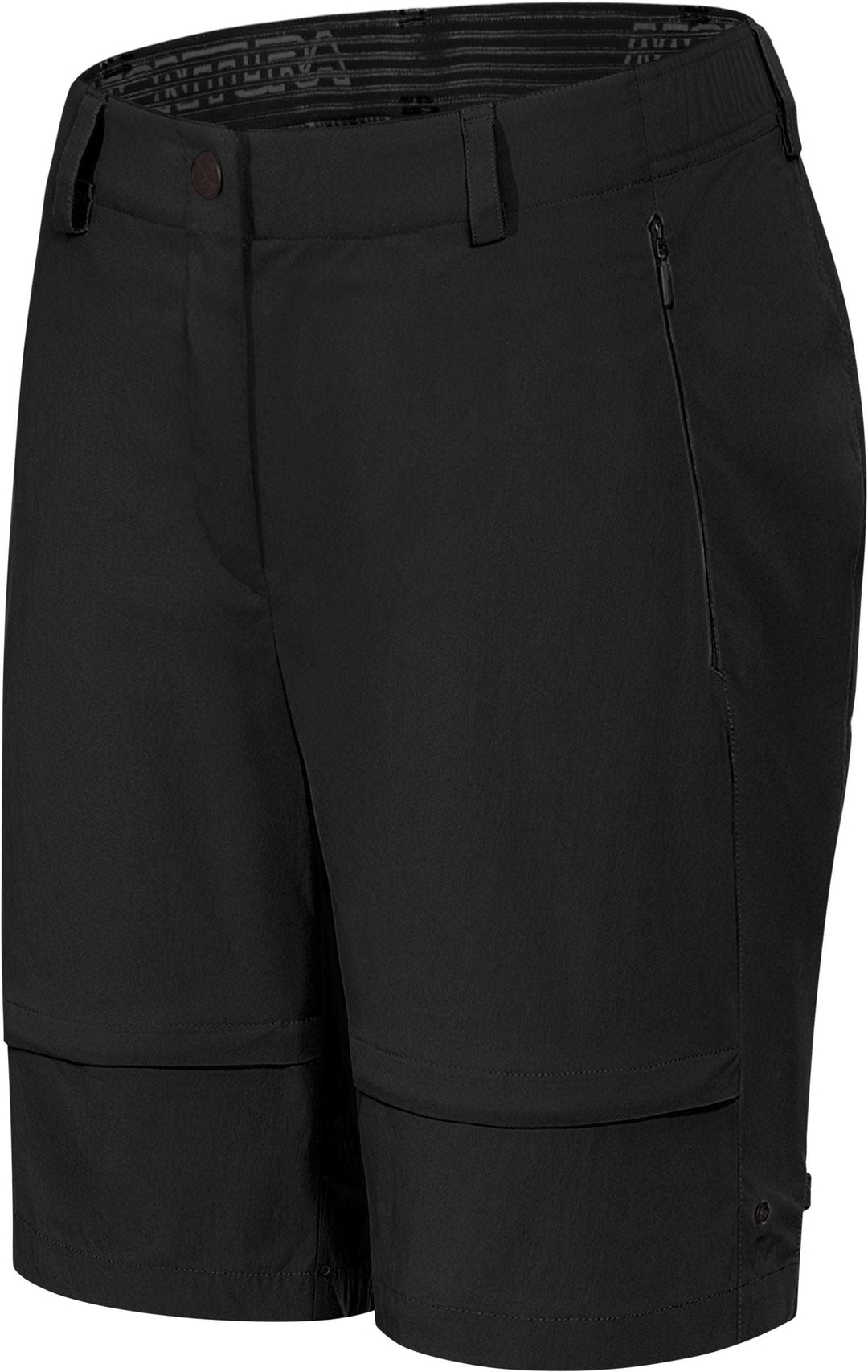 Donna che indossa pantaloni Montura Rise Zip Off leggeri e traspiranti per sport estivi