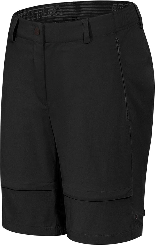 Donna che indossa pantaloni Montura Rise Zip Off leggeri e traspiranti per sport estivi