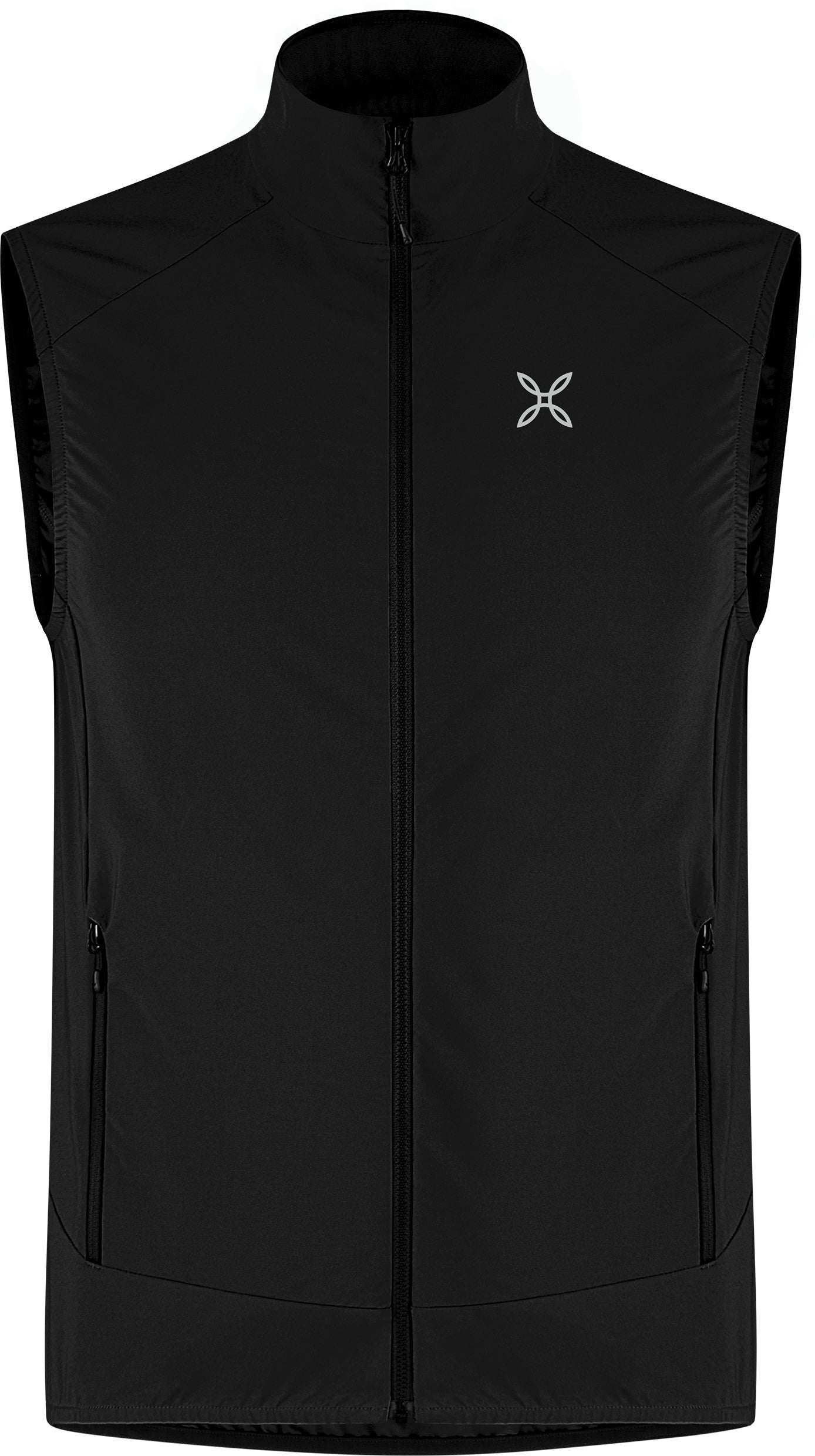 Gilet Rise nero elegante con zip frontale e vestibilità aderente