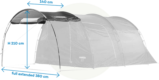 Canopy 6 posti per esterno con struttura robusta e copertura resistente