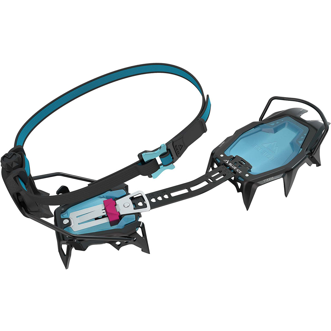 Blue Ice Griffin 12 lightweight alpine crampon with 12 points, quick adjustment, and versatile bindings