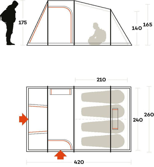 Tenda Meteora 4 da campeggio per 4 persone, resistente e spaziosa