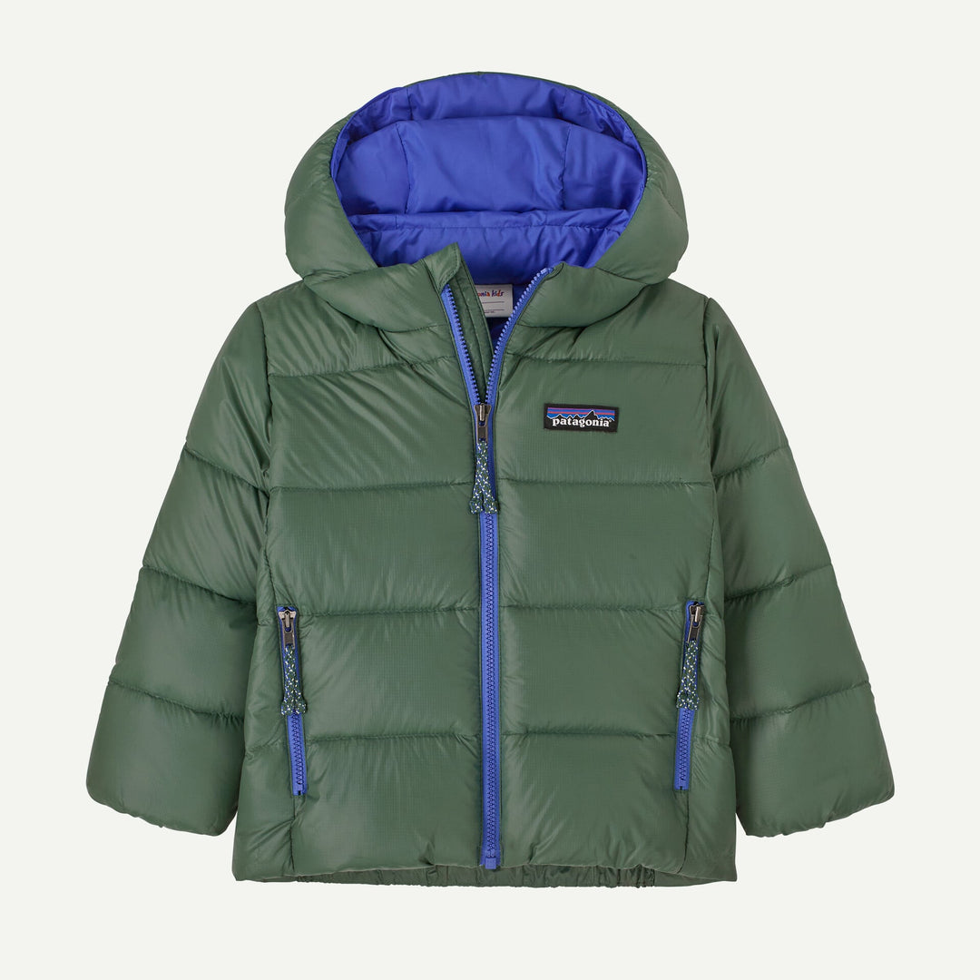 Patagonia Baby Hi-Loft Down Sweater Hoody Canopy Green - fronte