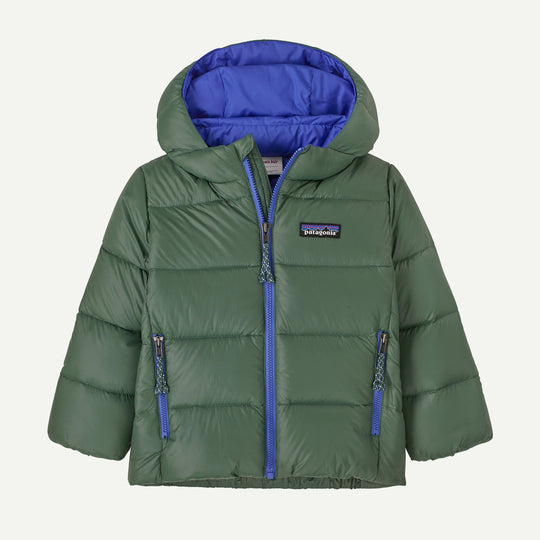 Patagonia Baby Hi-Loft Down Sweater Hoody Canopy Green - fronte