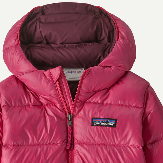 Patagonia Baby Hi-Loft Down Sweater Hoody Punchy Pink - dettaglio cappuccio