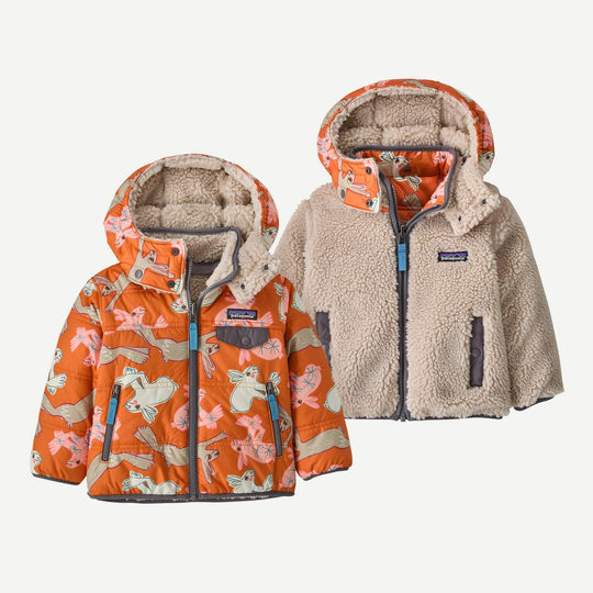 Patagonia Baby Reversible Tribbles Hoody Bunny Life Marigold - fronte