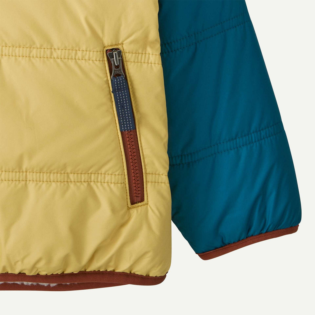 Patagonia Baby Reversible Tribbles Hoody Limestone Yellow - dettaglio polsino e tasca