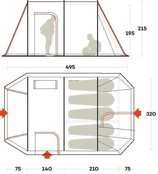 Tenda Chanty 5 Deluxe montata all'aperto con struttura robusta e spazio per 5 persone