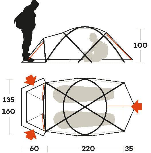 Tenda Snowbound 2 Fr installata in ambiente innevato
