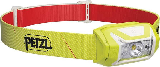 Lampada frontale Petzl Tikka 350 lumen con illuminazione bianca e rossa, archetto regolabile e resistente all'acqua IPX4.