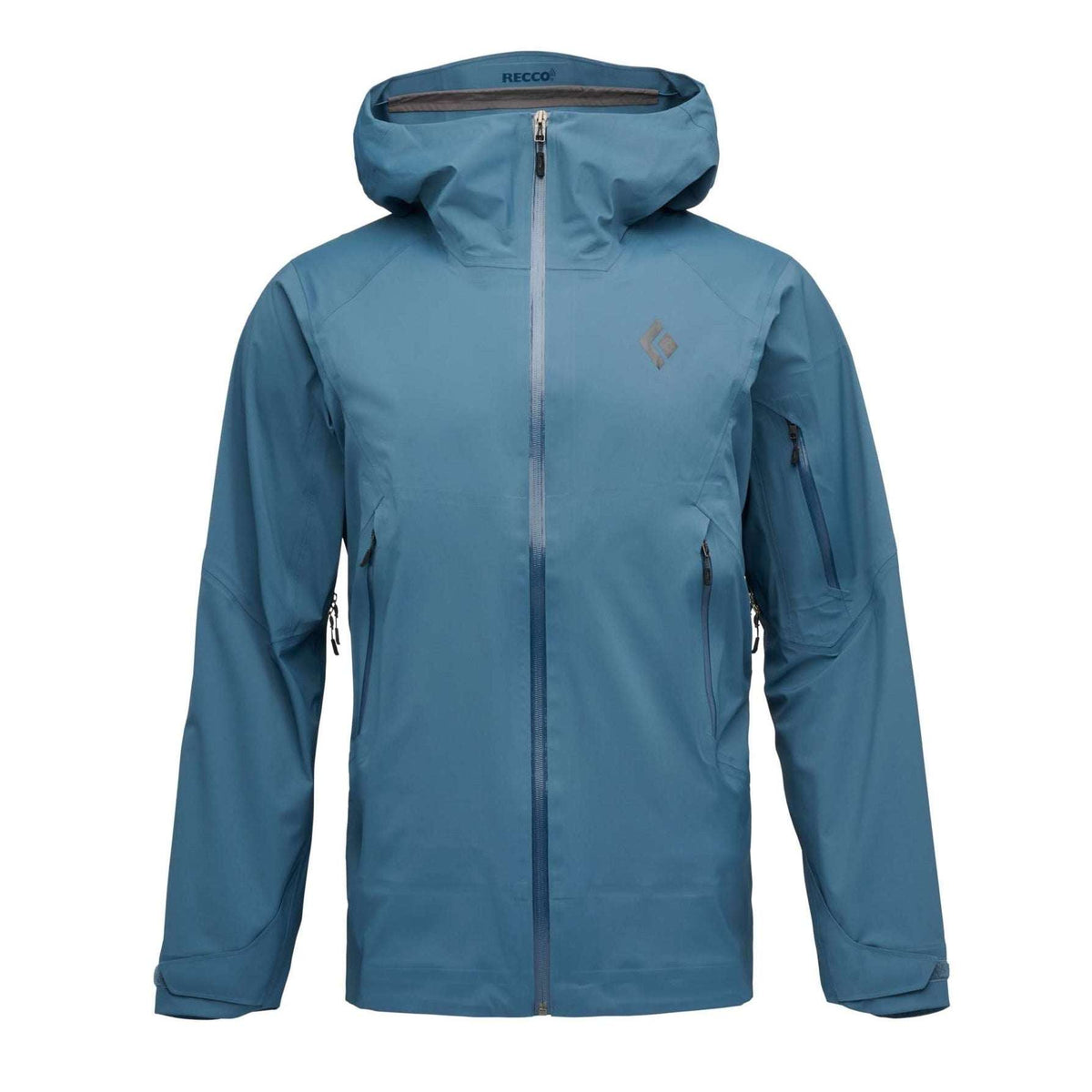 M Recon Lt Stretch Shell Black Diamond men's protective jacket waterproof and breathable with adjustable hood and Aquaguard zip pockets