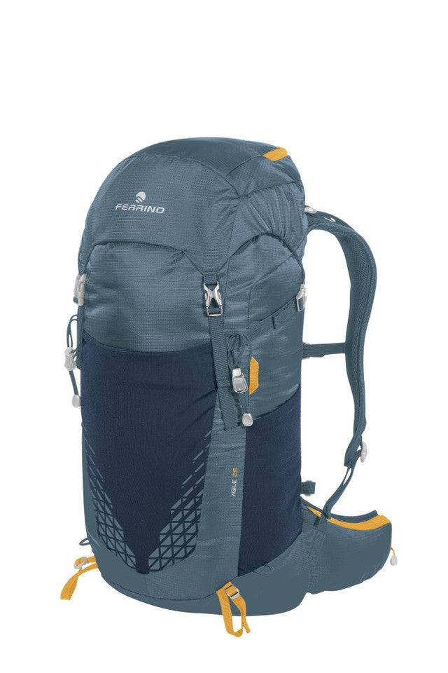 Zaino Agile 25 nero con dettagli arancioni per escursionismo e trekking