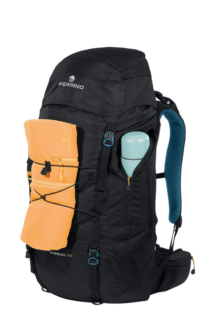 Zaino Dundee 70 colore verde con cinghie robusti per escursionismo