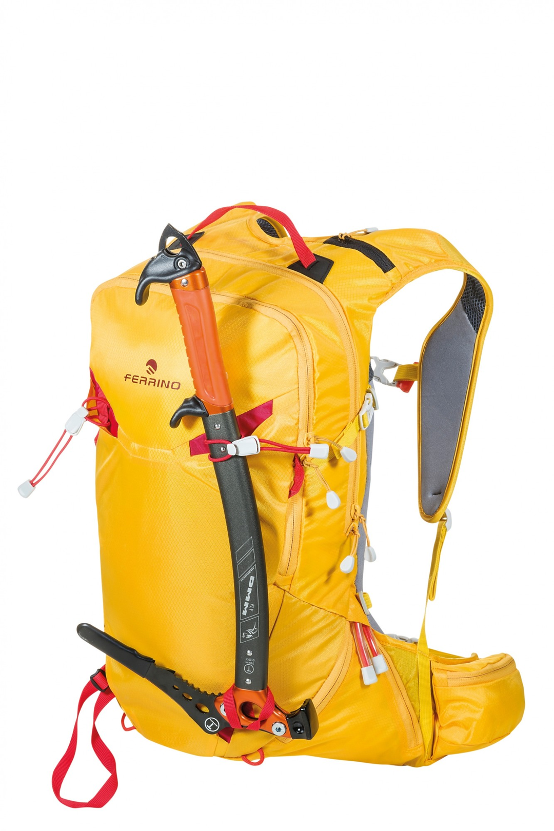 Zaino Rutor 25 backpack, ideal for ski mountaineering, featuring a front pocket for rescue gear, crampon compartment, and front ski attachment system.