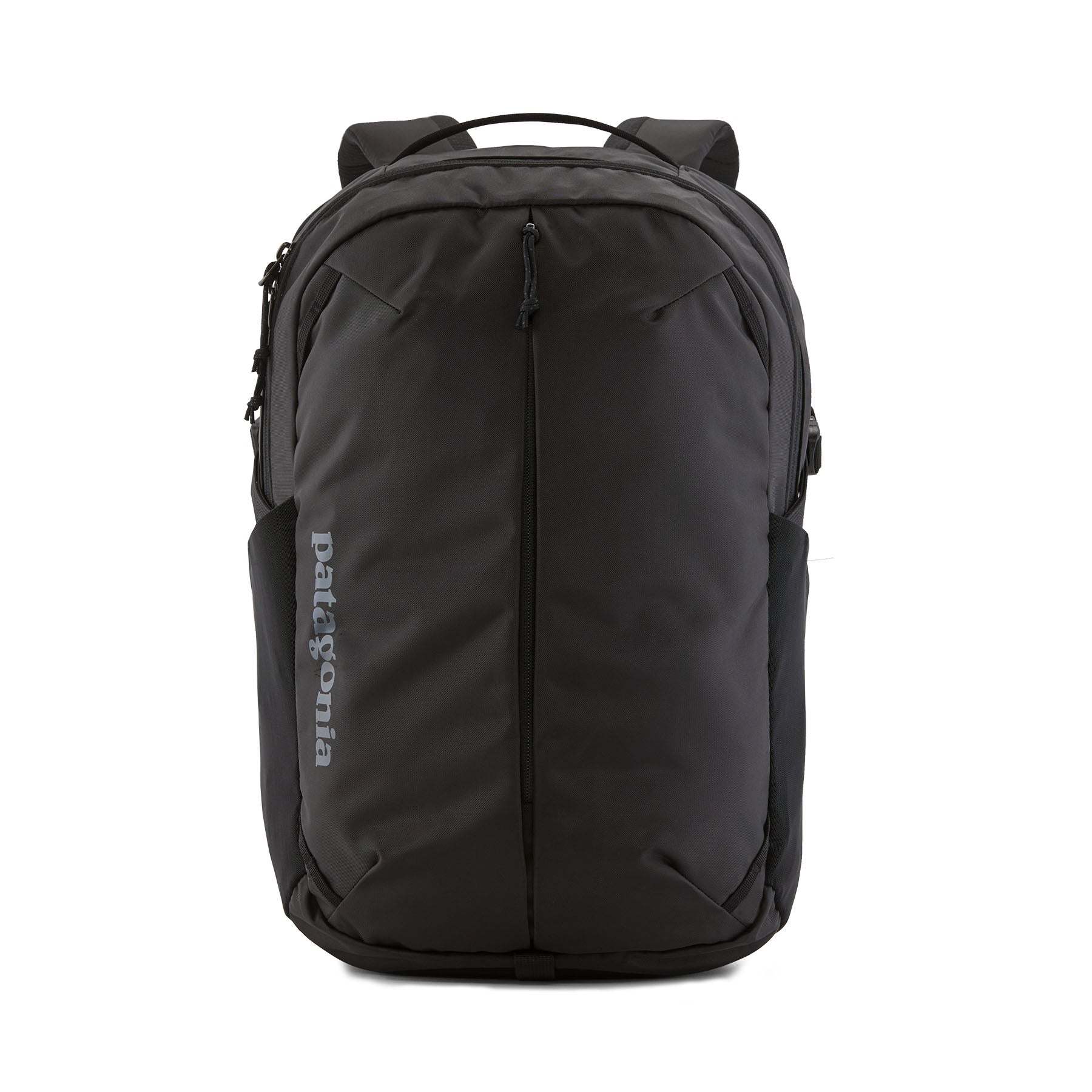 Refugio Day Pack 26L black recycled polyester backpack with 15" laptop sleeve.