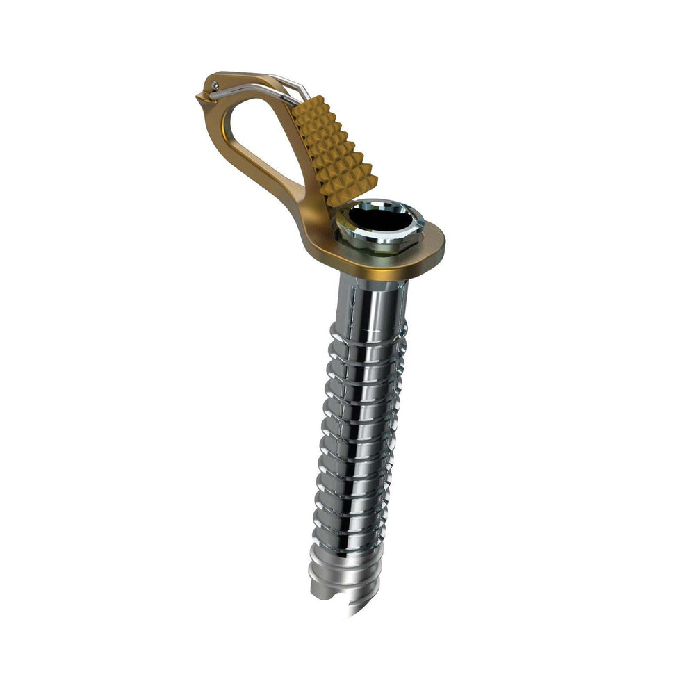 Ultra-light Aero Lite ice screw with 3-tooth stainless steel tip for technical mountaineering.