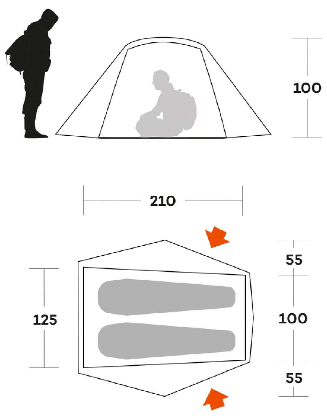 Tenda Blow 2 ultraleggera per 2 persone di Ferrino, tenda a cupola resistente e compatta ideale per escursionisti e ciclisti