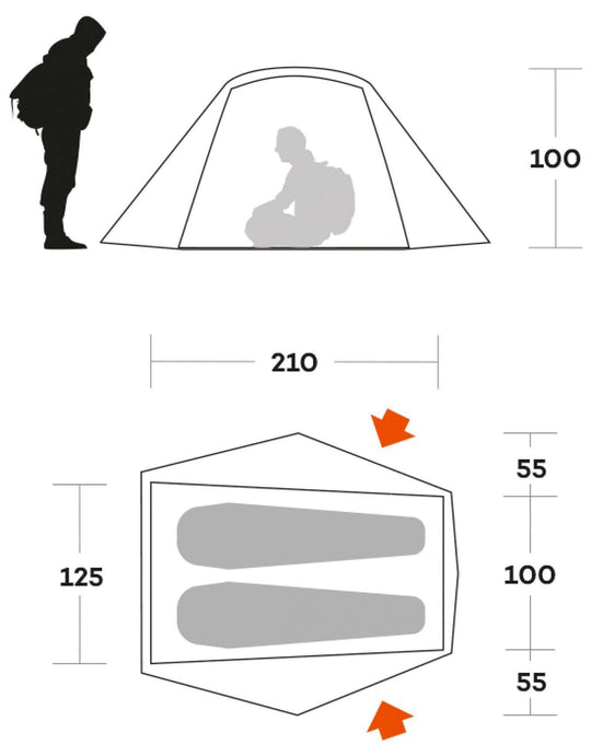 Tenda Blow 2 ultraleggera per 2 persone di Ferrino, tenda a cupola resistente e compatta ideale per escursionisti e ciclisti
